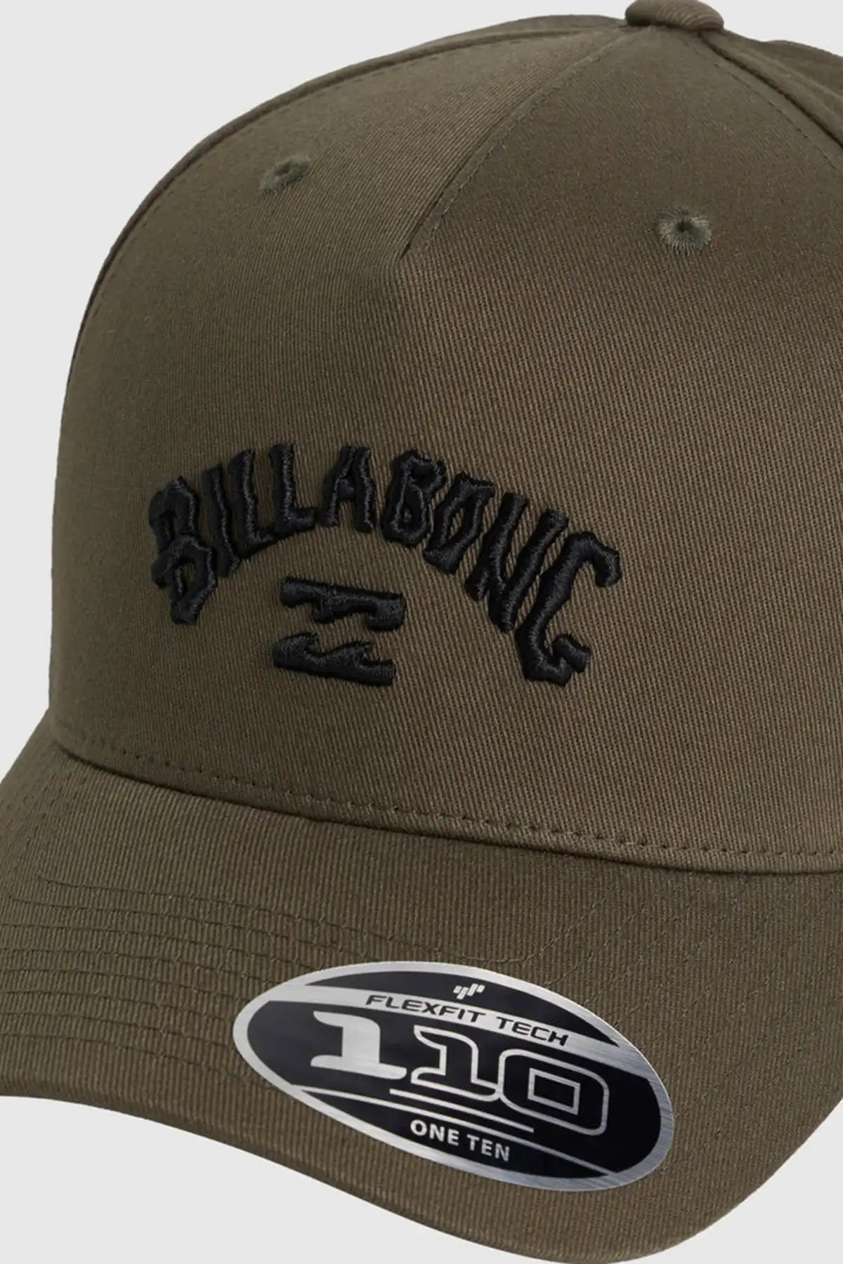 Billabong Mens Arch Flexfit 110 Snapback Cap in Dark Military with Billabong logo on a white background