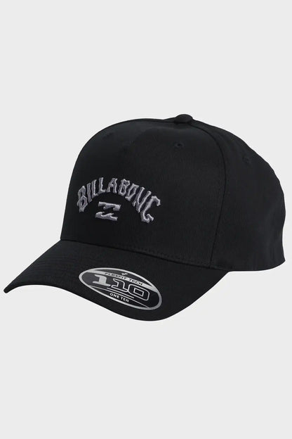 Black cap with Billabong logo on a white background