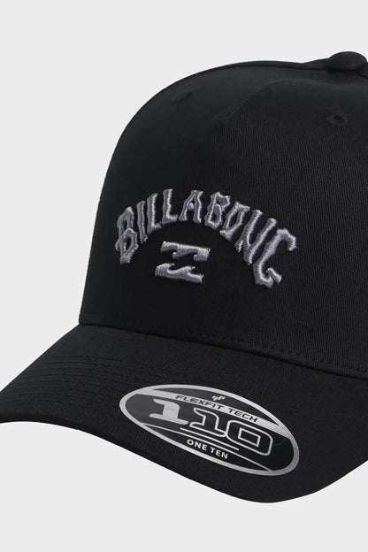 Black cap with Billabong logo on a light gray background