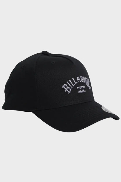 Black cap with Billabong logo on a light gray background