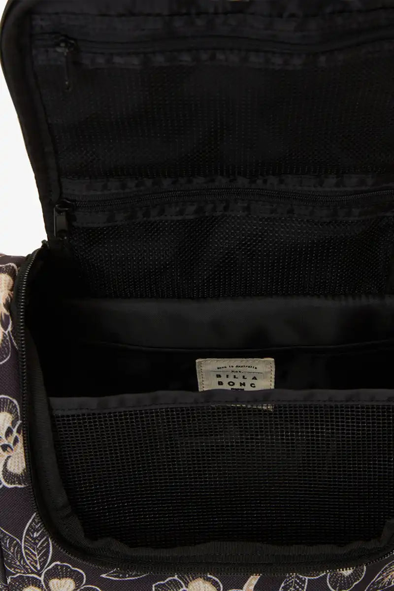 Billabong Travel Beauty Bag in Black White inside view