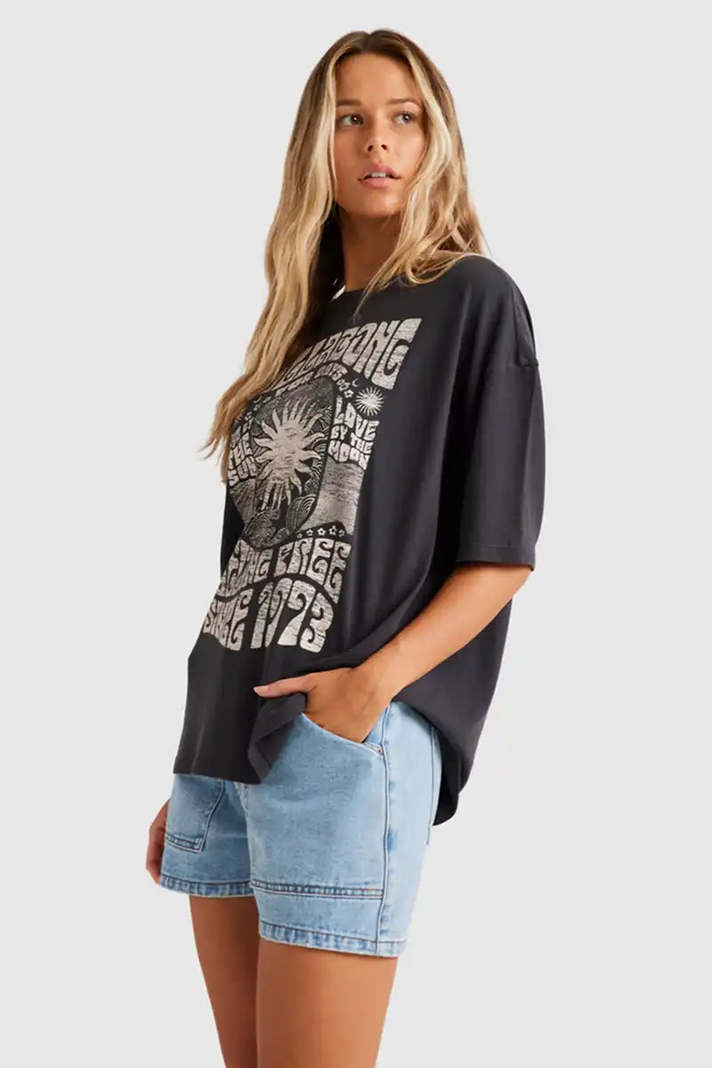 Billabong Women's You Are Invited T-Shirt in Off Black side view