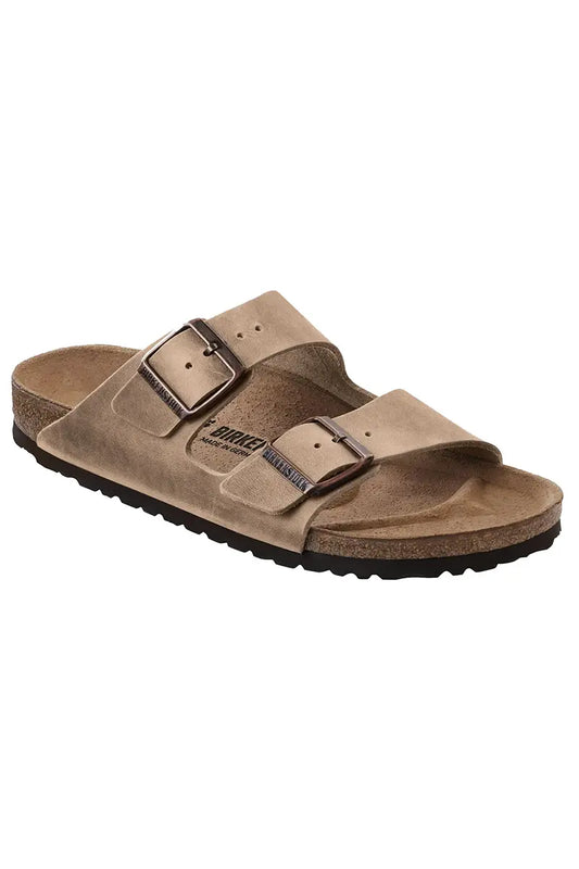 3/4 view of the Birkenstock Arizona Tabacco Brown Oiled Leather