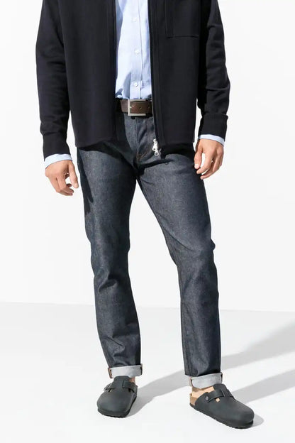 Birkenstock Boston Black Oiled Leather - Regular being worn by male model