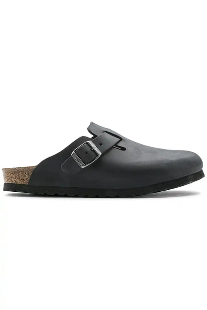 Birkenstock Boston Black Oiled Leather - Regular side view