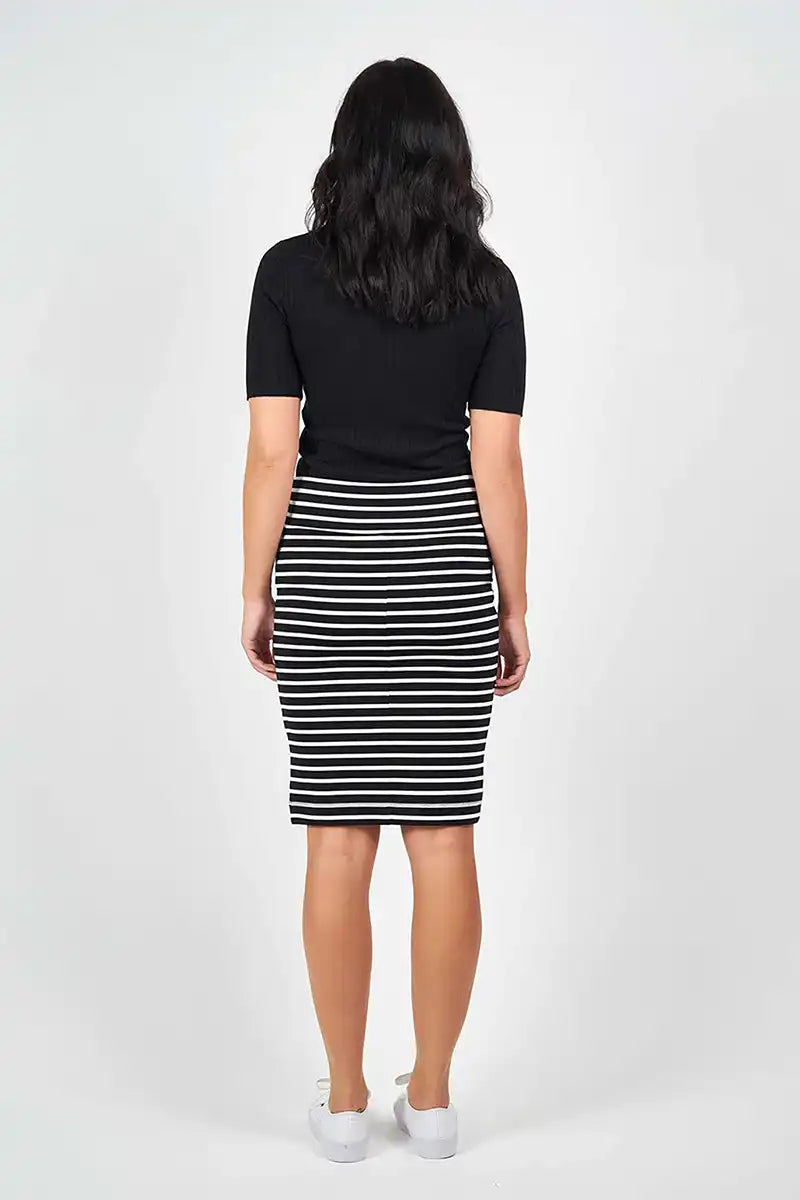 Whitney Black and White stripe Bamboo Midi Tube Skirt back