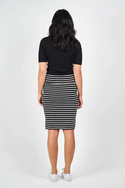 Whitney Black and White stripe Bamboo Midi Tube Skirt back