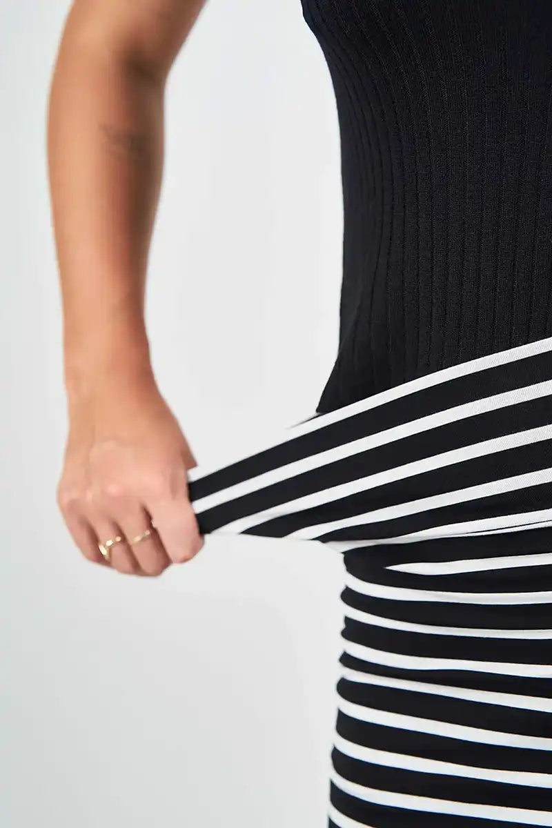 Whitney Black and White stripe Bamboo Midi Tube Skirt stretch