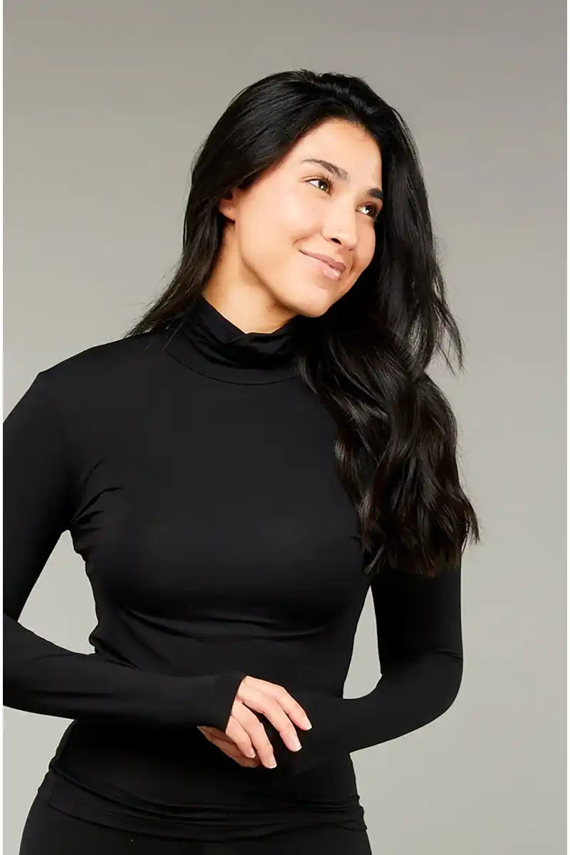 Tani Black Micro Modal Turtle Neck top front