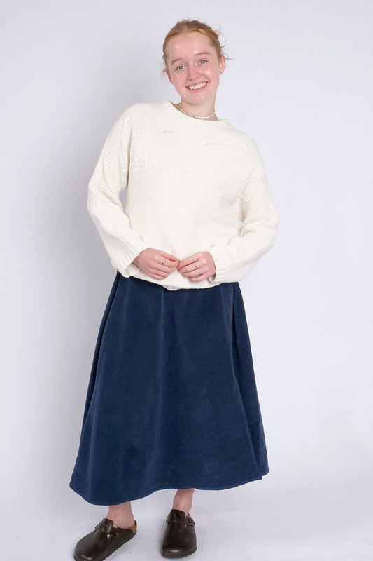 Blueberry Italia Billy Cord Skirt in Navy full model front