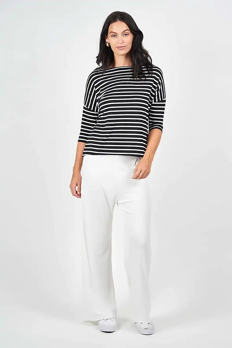Camila Bamboo top in Black and White Stripe