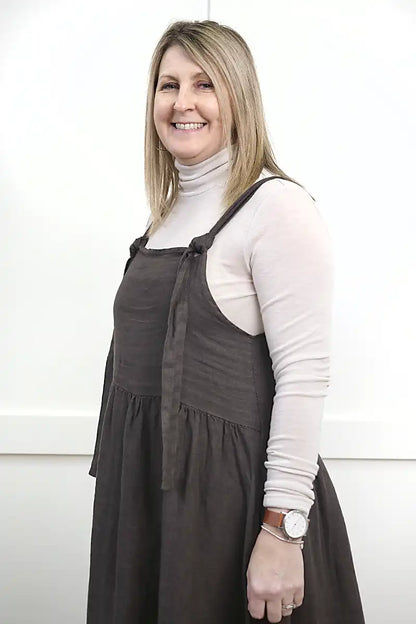 Chille Merino Whisper Top in natural front view tucked in side view