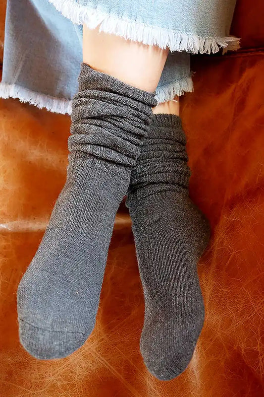 Chille Wool Blend Socks in Charcoal on couch