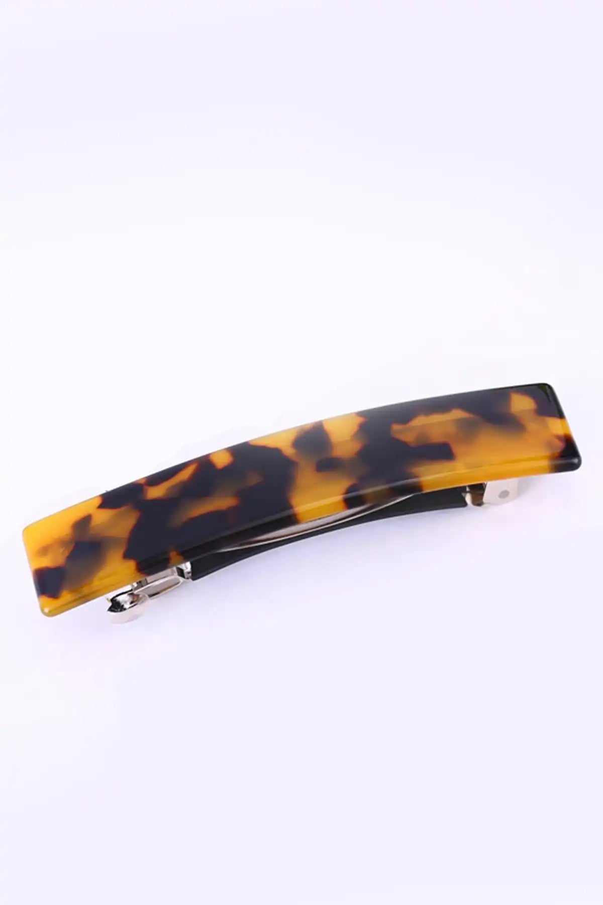 Classic Acetate Barrette Clip in Dark Tortoiseshell on a white background