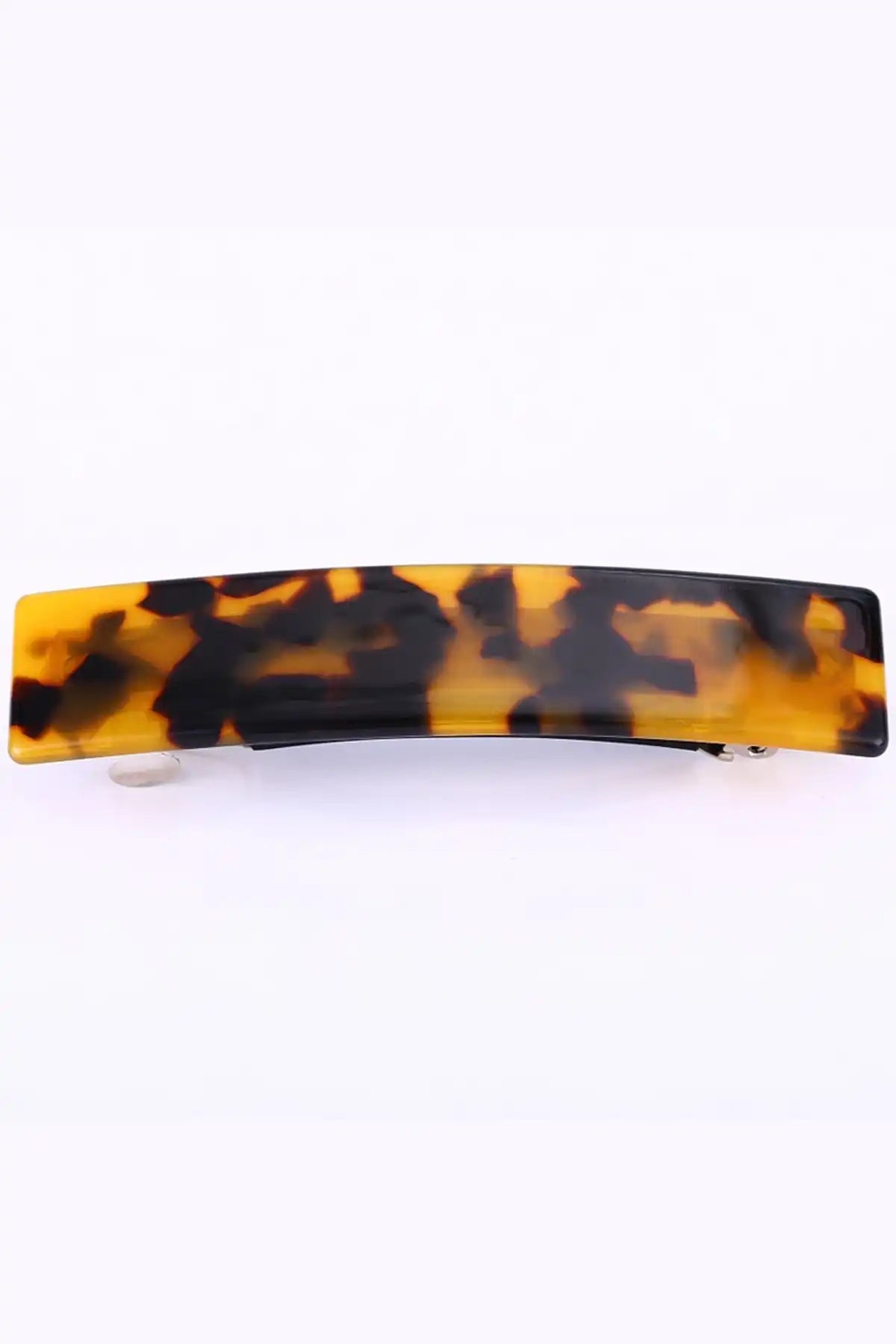 Classic Acetate Barrette Clip Dark Tortoiseshell on a white background