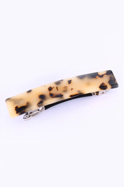 Classic Acetate Barrette Clip Beige Tortoiseshell on a white background