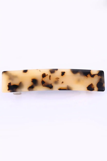 Classic Acetate Barrette Clip Beige Tortoiseshell top view on a white background