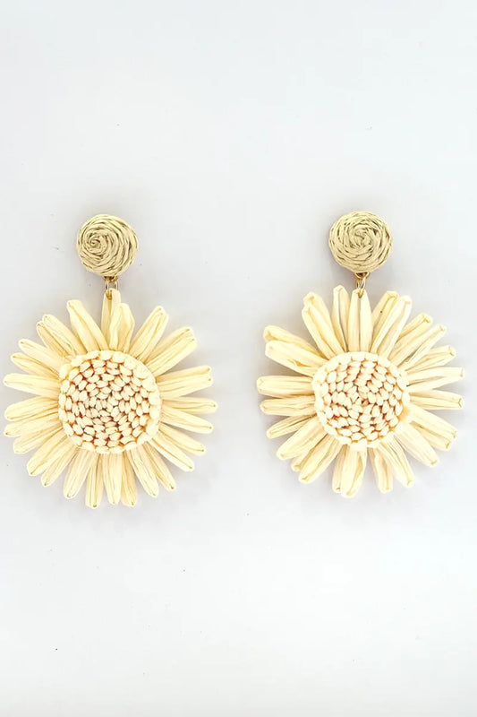 Cream Flower Drop Earrings