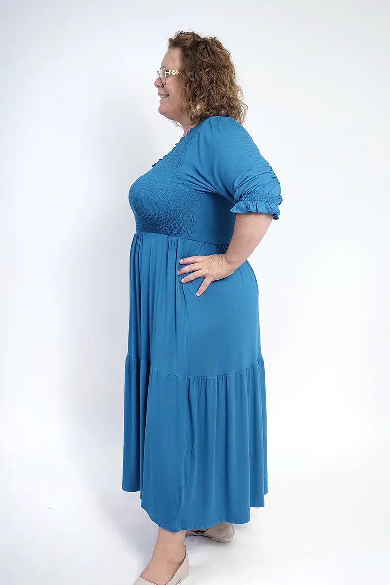 Demi Dress in Teal side view