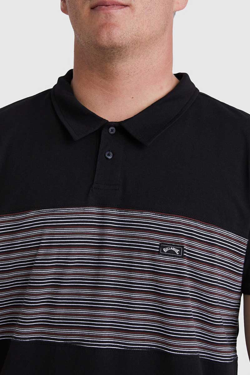 Billabong Polo Top Banded Die Cut in Black - close up view