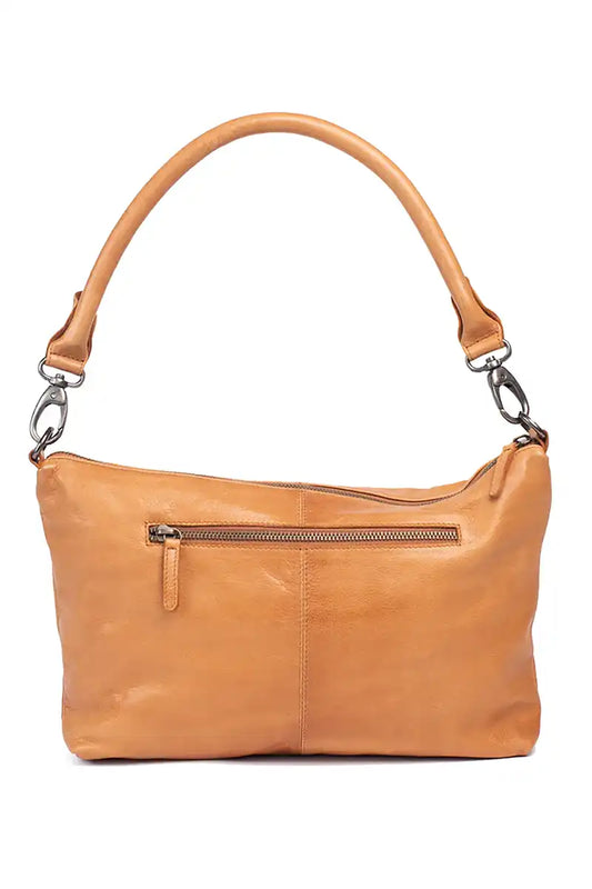 Dusky Robin Stella Hand Bag in Tan with zip