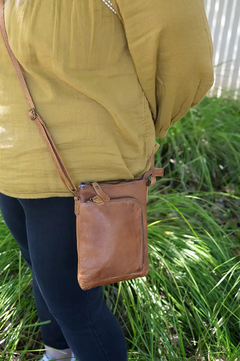 Rugged Hide Leather Bag - Freya Cross body in Brown Media 3 of 3