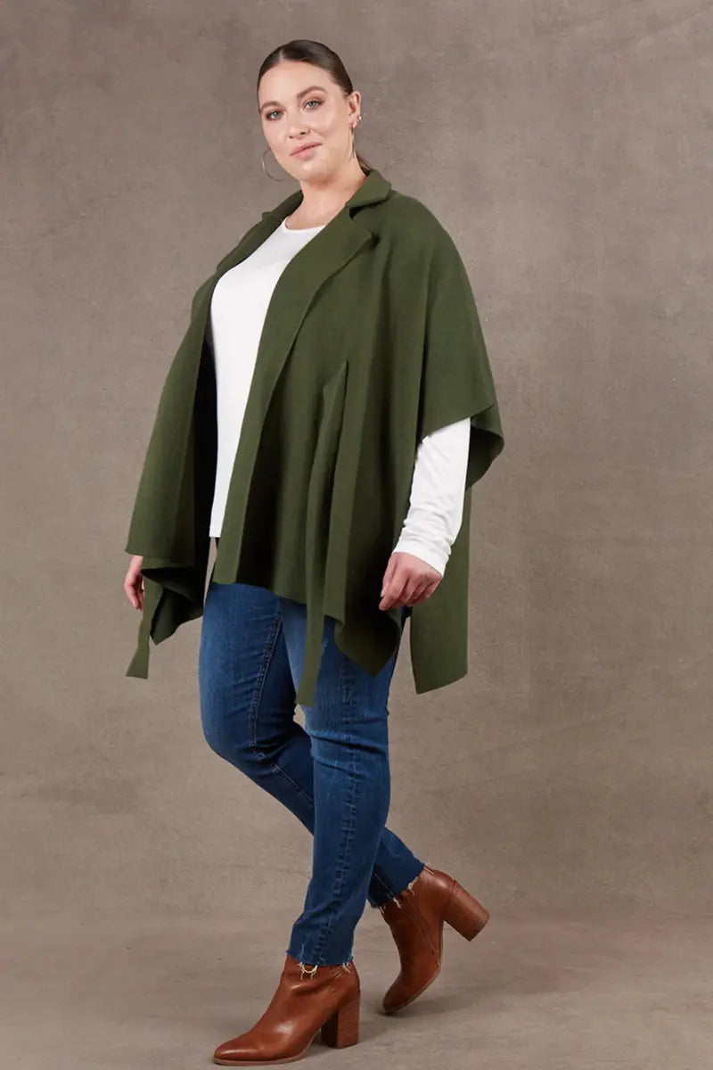 side view of Eb & Ive Nawi Cape in Olive