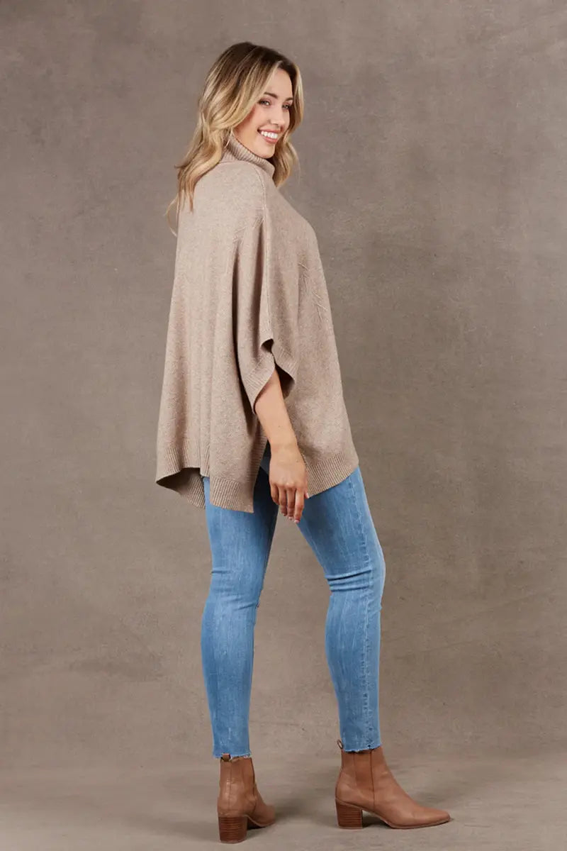 Back view of the Eb & Ive Nawi Poncho in Barley