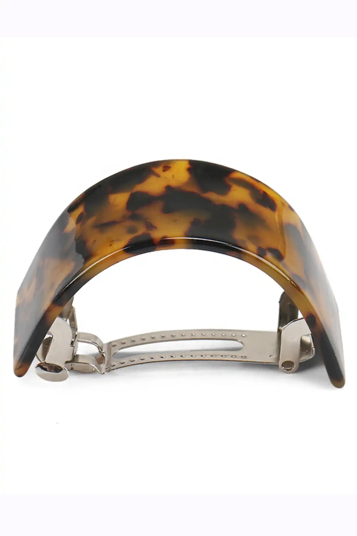 Eco-Friendly Classic Curved Tortoiseshell Acetate Hair Barrette in Dark Tortoiseshell on a white background