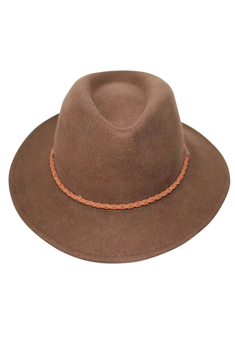 Evoke Beltana Fedora Hat in Chocolate front