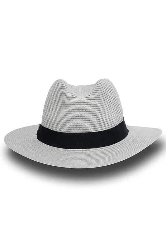 Evoke Lt Grey Wide Brim Travel Fedora front