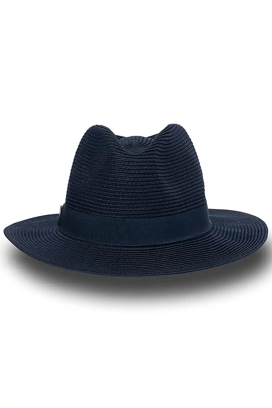 Evoke Navy Wide Brim Travel Fedora