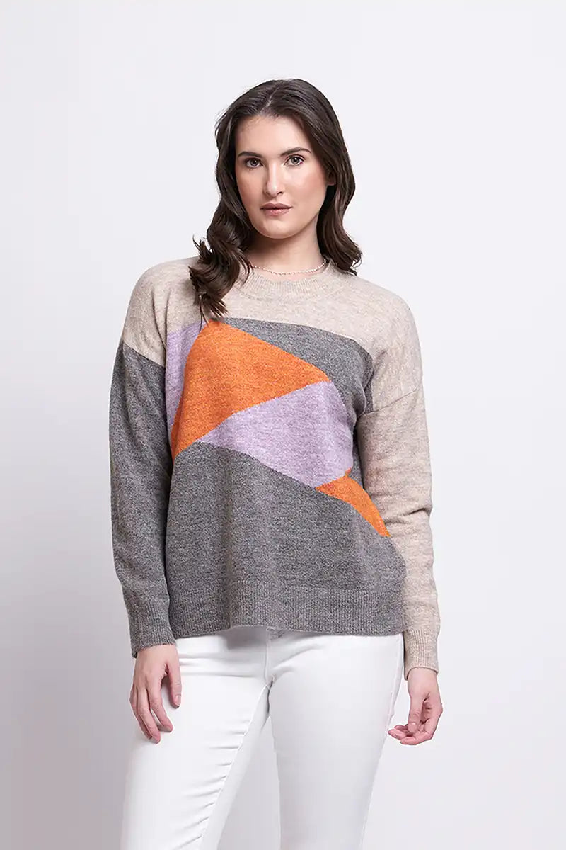 Foil Cubist Sweater in Tangerine Combo front