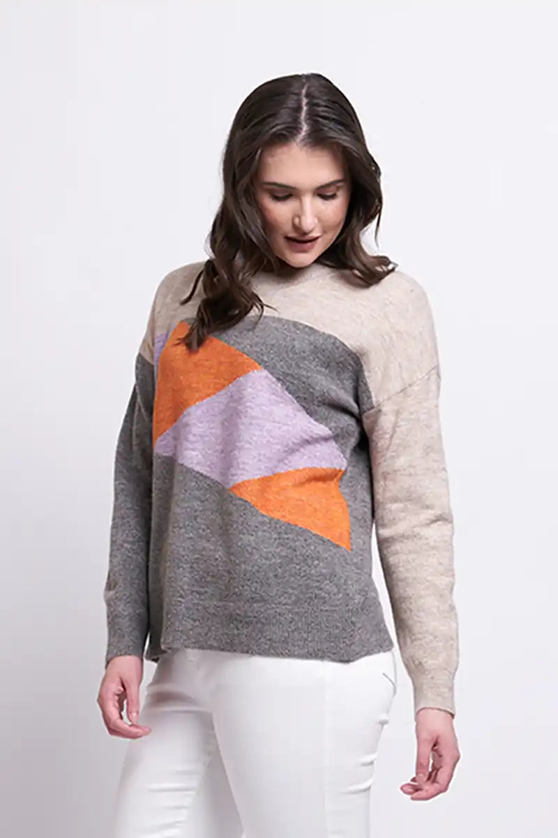 Foil Cubist Sweater in Tangerine Combo front 