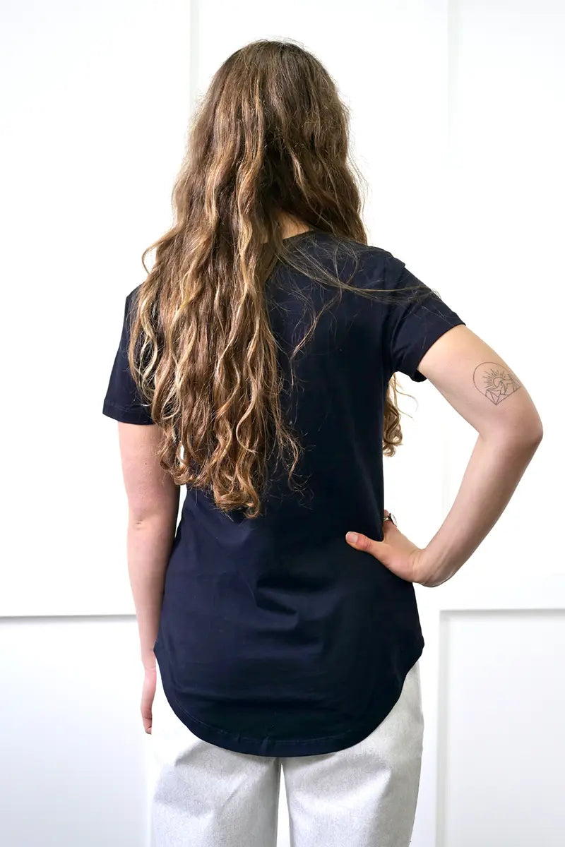 Foil Fuss Free Essential Tee in Navy back view