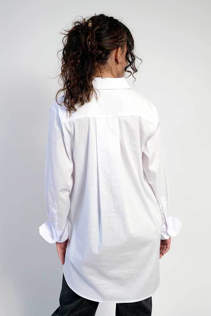 Foil Hand Cuffs Shirt in White back view