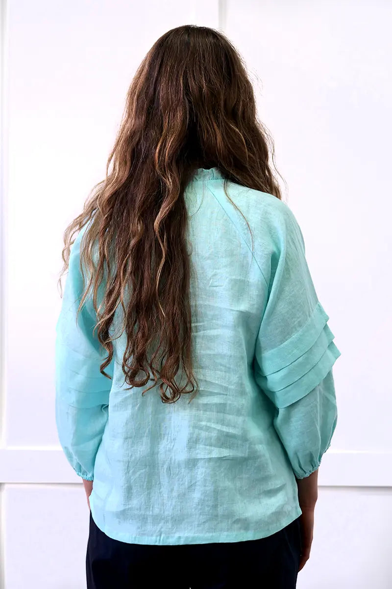 Foil In The Fold Top in Minty back view