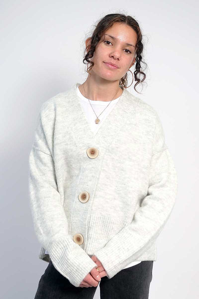Foil No Slouch Cardigan in Silver front