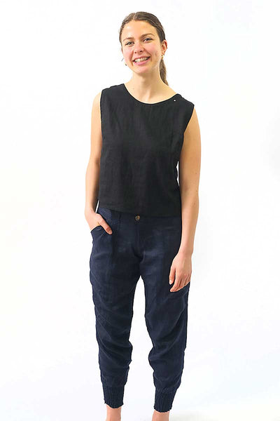 full model view wearing Foil The Works Pant in True Navy