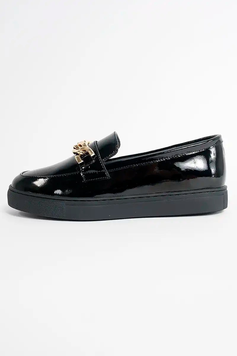 Hinako Women's Oscar Loafer in Black Patent outside edge