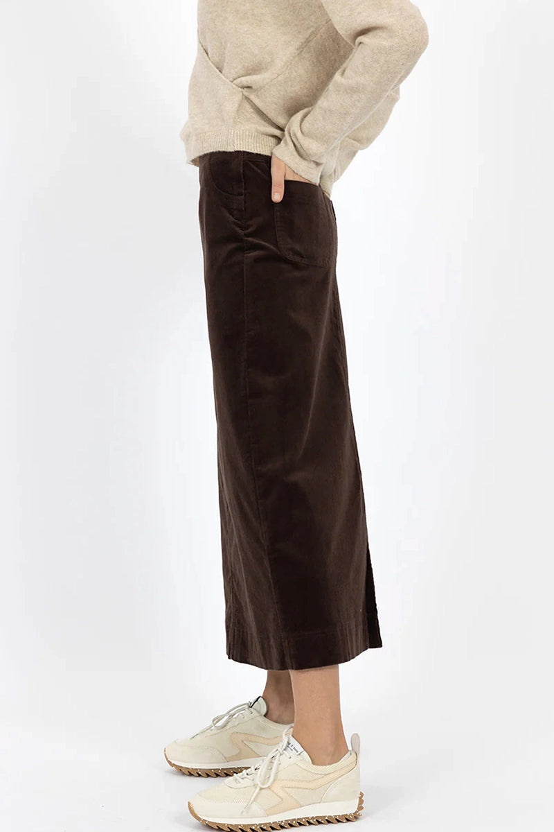 Humidity Billie Cord Skirt in Cocoa side view