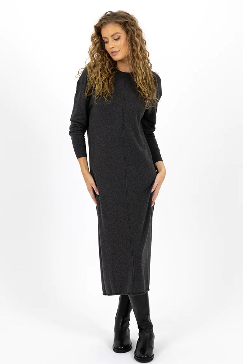 Humidity Elana Dress in Charcoal front full model view