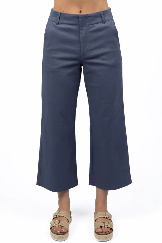 Humidity Margot Drill Pant in Steel Blue front view