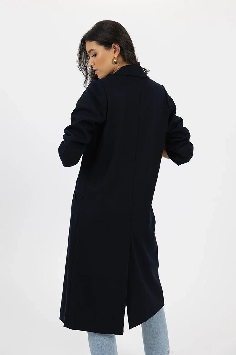 Humidity Women's Madison Coat in Navy back view