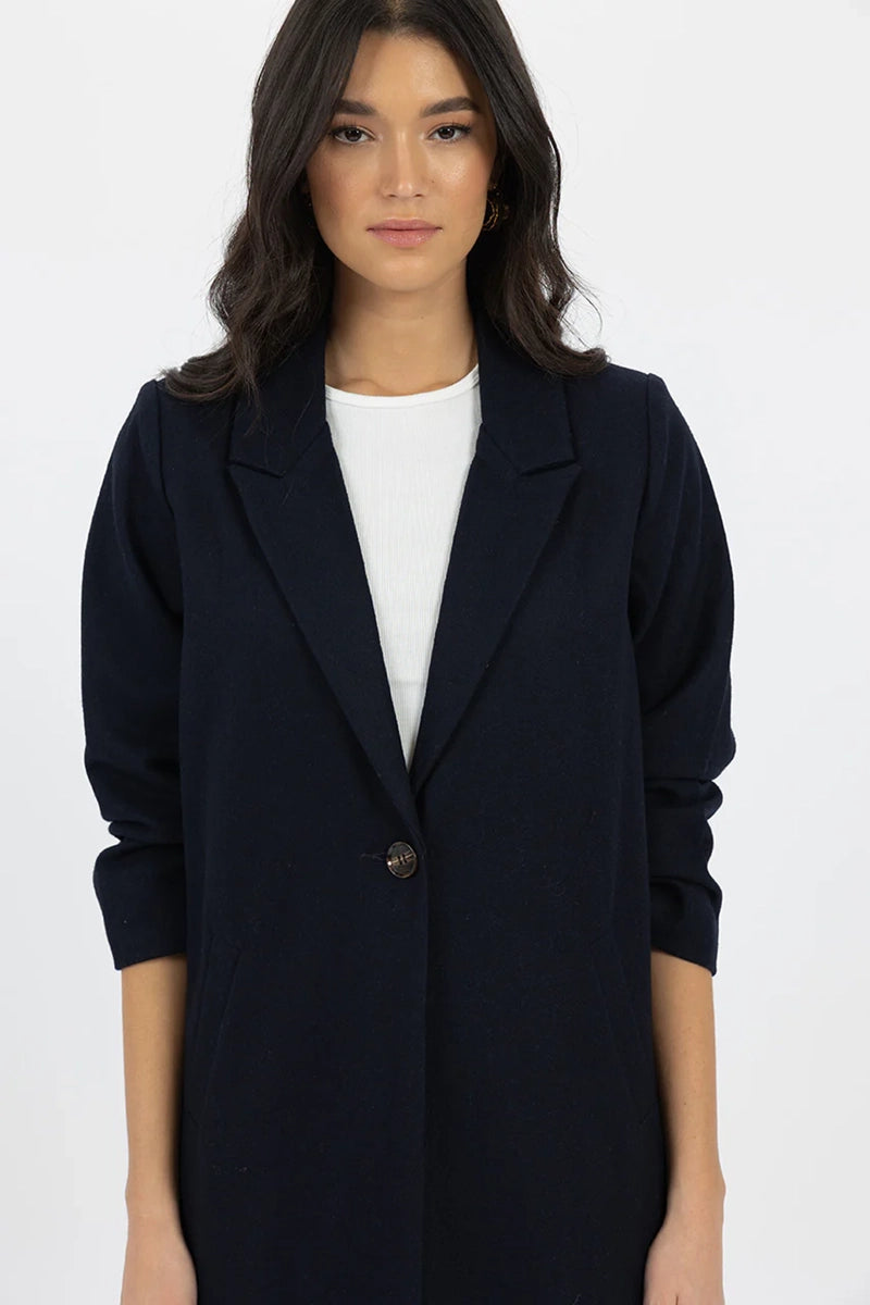 Humidity Women's Madison Coat in Navy front detailed view