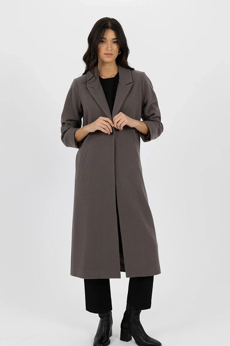 Humidity Women's Madison Coat in Taupe front