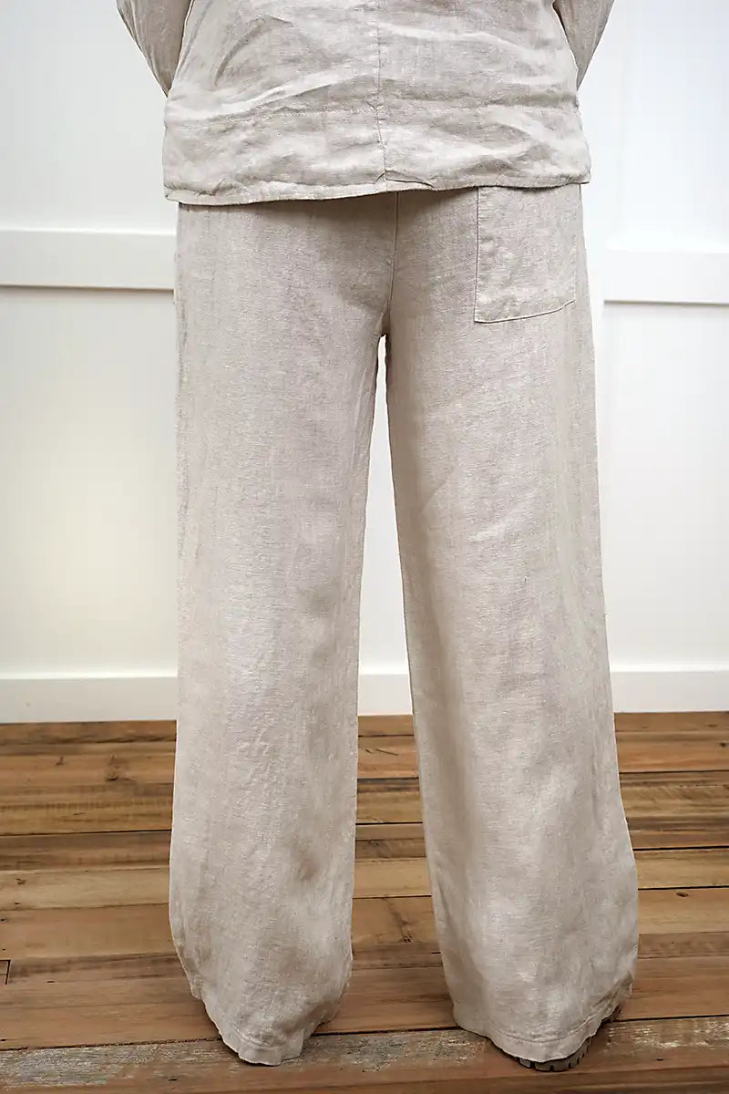Isabella Italian Linen Pant – Natural back detailed view