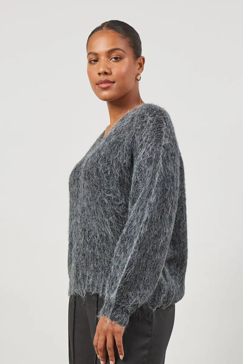 side view of Isle of Mine Serene Jumper in Ash