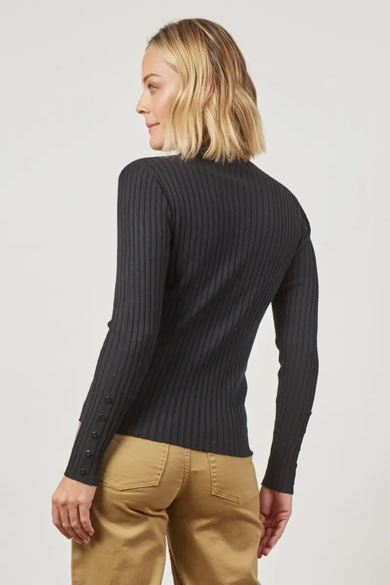 Back detailed view of Isle of Mine Skyline Knit Top in Onyx
