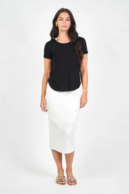 Janis Women's Black Bamboo Tee front view